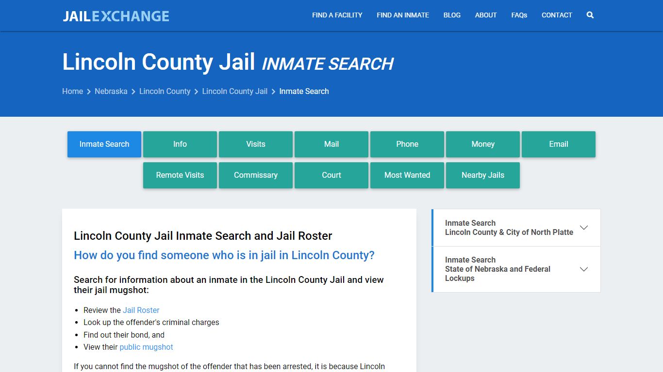 Inmate Search: Roster & Mugshots - Lincoln County Jail, NE
